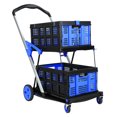 thumbnail image 4 of Collapsible Shopping Cart, Heavy Duty Grocery Cart, 2-Tier Foldable Shopping Trolley, Blue Mobile Trolley with Retractable Bands and 360 Degree Wheels, 4 of 8