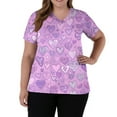 thumbnail image 5 of Stichou Valentines Scrub Tops for Women Plus Size Love Heart Graphic Funny Short Sleeve Nurse Uniforms Comfort V Neck Workout Tops with Pockets Purple Pink XL, 5 of 5