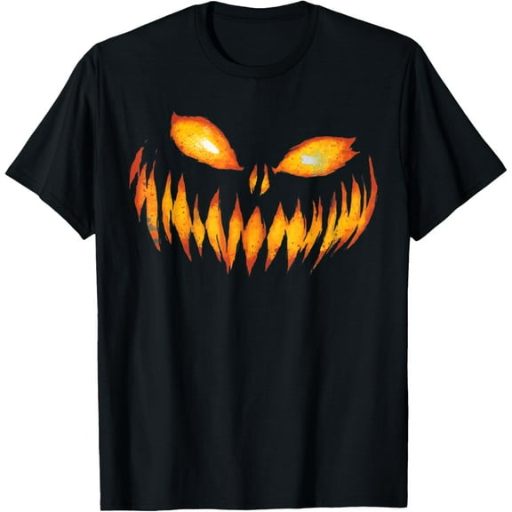 Jack O Lantern Scary Carved Pumpkin Face Halloween Costume T-Shirt100% pure cotton short-sleeved shirt for both men and women