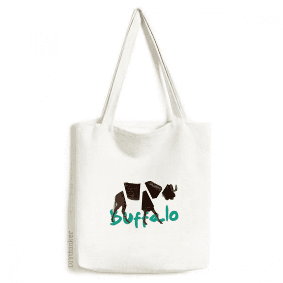 Buffalo Body Rips Horns Art Deco Fashion Tote Canvas Bag Shopping Satchel Casual Handbag