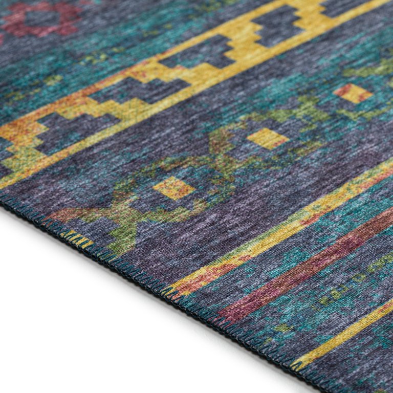 Stitch Multi-Colored 3 ft. x 5 ft. Indoor Polyester Area Rug