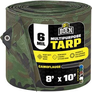 Boen Multi-Purpose Poly Tarp, 8 ft x 10 ft, Camo