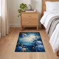 thumbnail image 3 of ODIKA 2'x3' Ultra-Soft Accent Mat, Round Abstract Navy Boho Ocean Brushed Hydrangea Border Extra None Washable, Bare feet friendly, Easy Care Indoor rug for Bedside, Footrest, 3 of 7