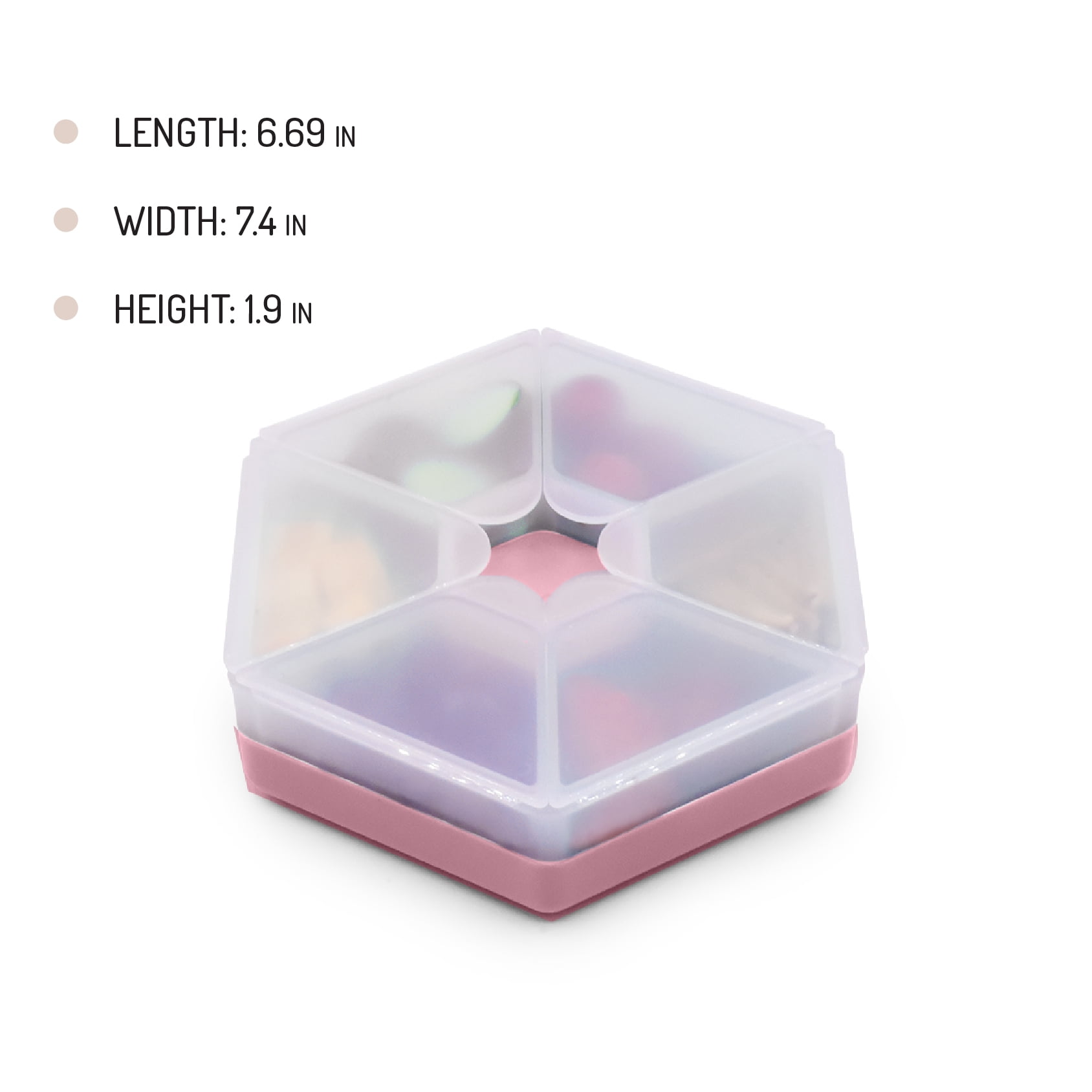 Melii Hexagon Snackle Box, 6 Compartment Snack Container, Berry