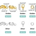 thumbnail image 2 of Golden Silver Jewelry Making Accessories Set 160pcs Lobster Claw Clasps 200pcs End Bead Tips 200pcs 4mm Open Jump Rings DIY, 2 of 7