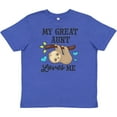 thumbnail image 3 of Inktastic My Great Aunt Loves Me with Sloth and Hearts Youth T-Shirt, 3 of 5