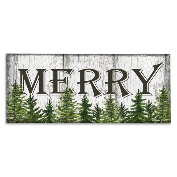 Stupell Industries Rustic Lodge Merry Rustic Winter Forest Canvas Art, 24 x 10, by Sheri Hart