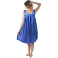 thumbnail image 4 of Venice Women's Silky Looking Nightgown w Sequins & Ribbon Roses 40N Medium Royal Blue, 4 of 5