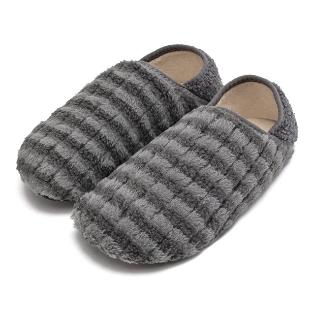 Pantuflas interior para casa calcetines zapatos mocasines con espalda cerrada forro polar peluche mujer (gris 36-37)
