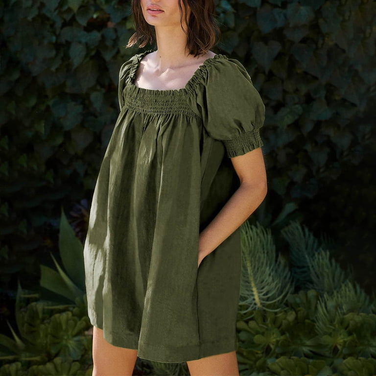 white christmas dresses Berylove Women Maxi Dress Army Green Chiffon A Line Off The Shoulder Wedding Guest Dress, Green / S