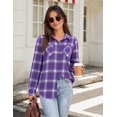 thumbnail image 5 of Zeagoo Womens Plaid Flannel Shirts Long Sleeve Button Down Blouse Cotton Fall Tops, 5 of 6