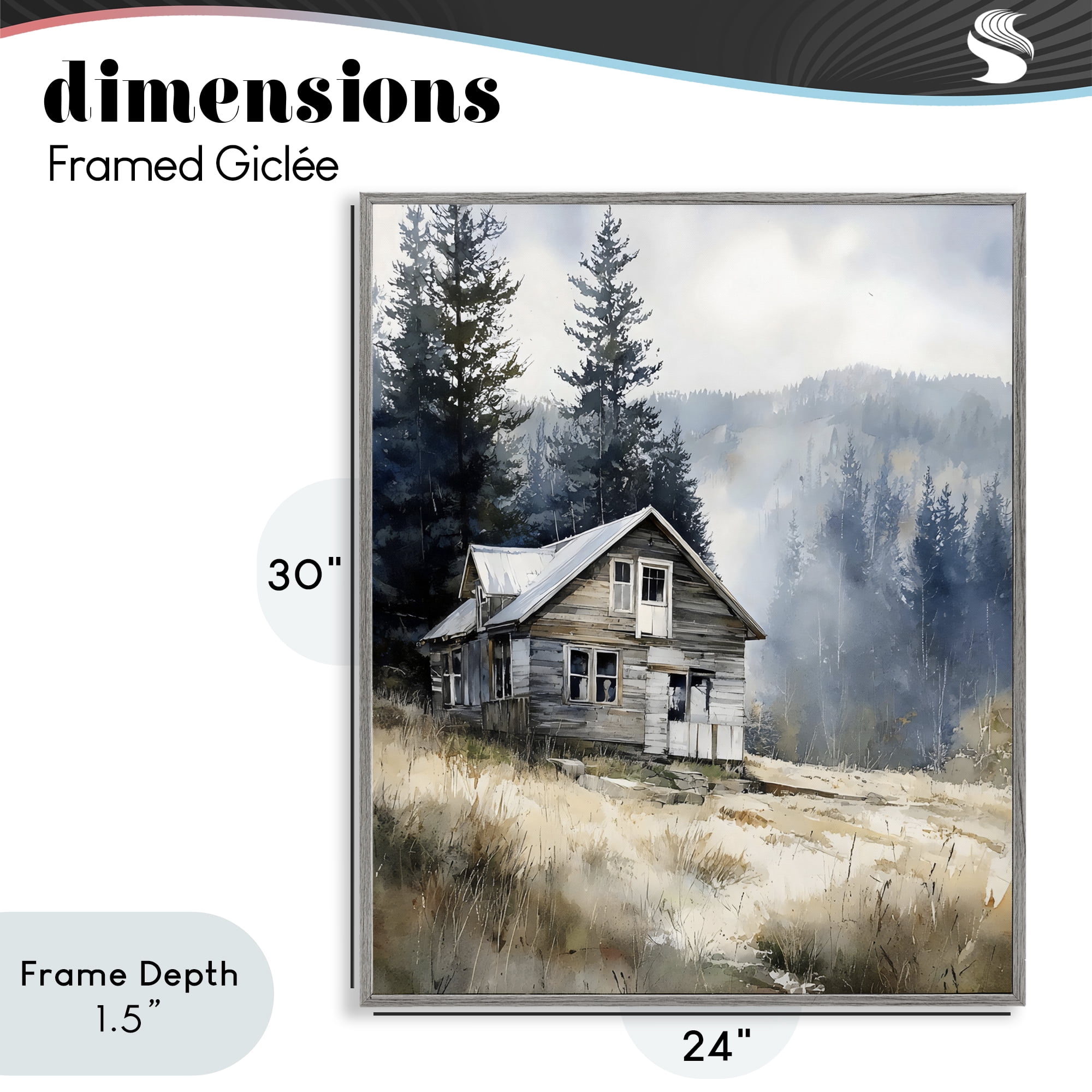 Stupell Industries Old Mountain House Gray Framed Giclee Art, design by Franklyn Gregory