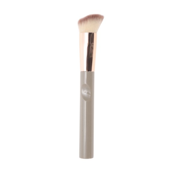 Unique Bargains 1 Pc Durable Angled Foundation Brush Light Coffee Color Nylon Hair Aluminum Tube Plastic Handle