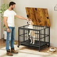 thumbnail image 2 of Gymax Foldable Dog Crate Furniture w/Removable Tray Lockable Door Lockable Wheels, 2 of 10