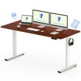 thumbnail image 6 of FitStand 60"x24" Home Office Height Adjustable Standing Desk with Hooks, Ergonomic Electric 2-Stage Stand Up Computer Desk, White and Mahogany, 6 of 9
