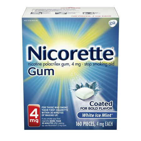 Nicorette Nicotine Gum to Stop Smoking, 4mg, White Ice Mint, 160 (Best Smoking Cessation Method)