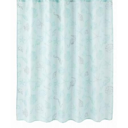 Oceanside Sea Shells Green Fabric Shower Curtain Bath Decor