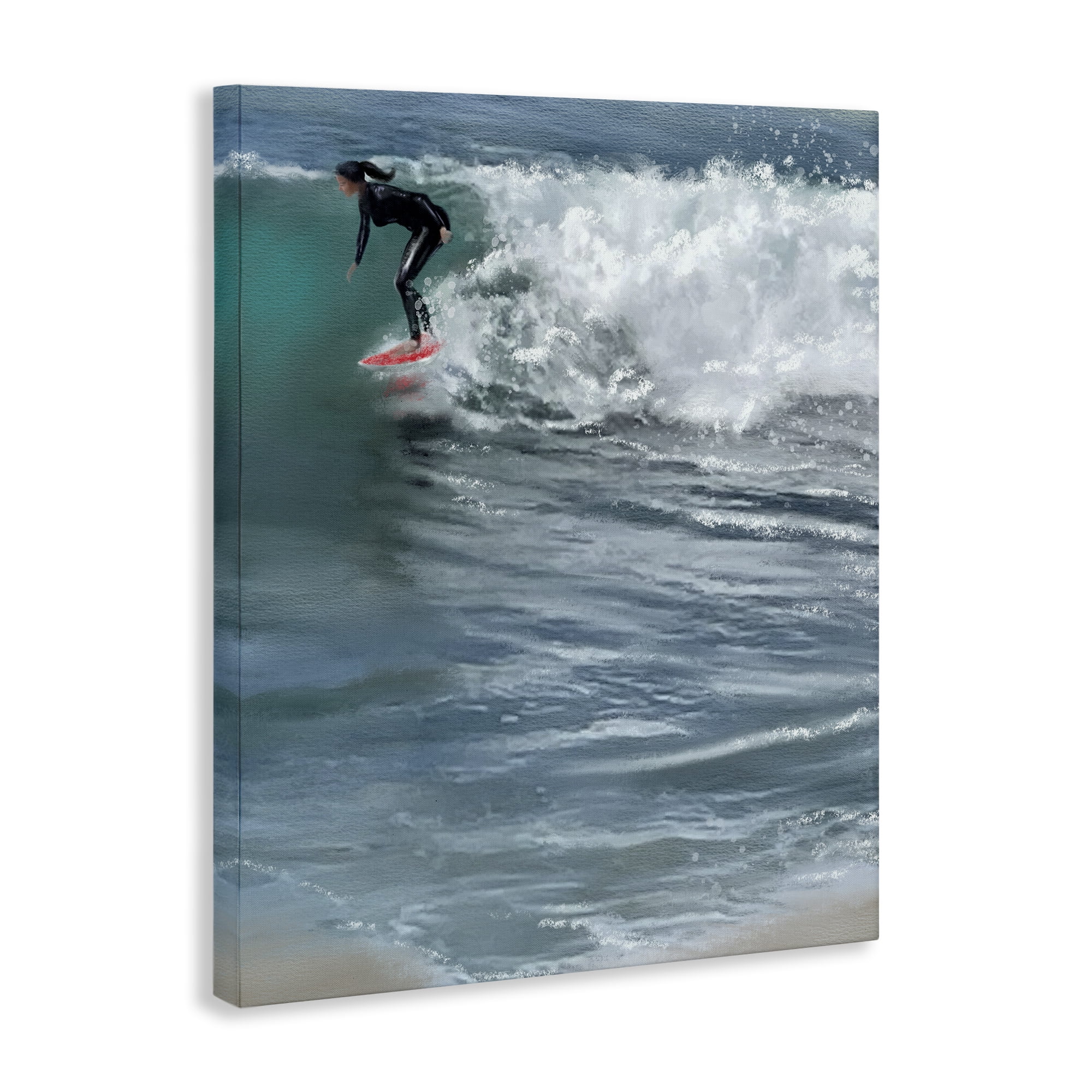 Stupell Industries Cali Surfer Girl Sports Painting Gallery Wrapped Canvas Art Print Wall Art, 24 x 30
