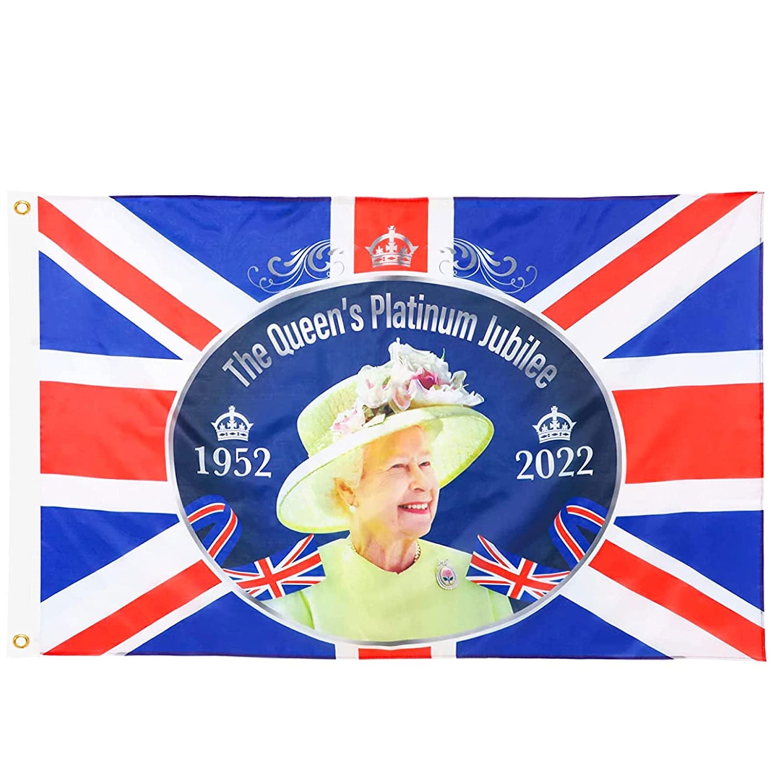 Platinum Jubilee Flag Polyester Queen Elizabeth Banner British Decor