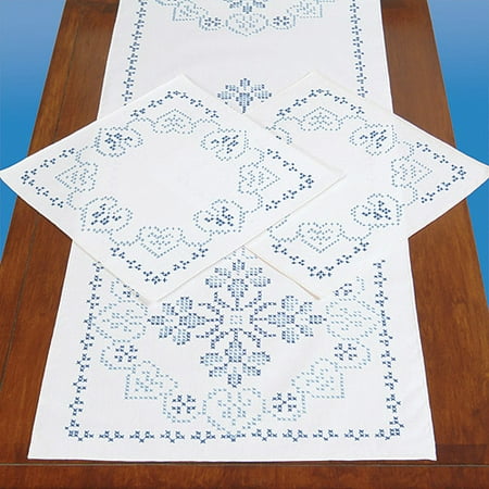 - Jack Dempsey XX Americana Stamped Dresser Scarf & Doilies Perle Edge