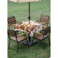 thumbnail image 3 of Outdoor Tablecloth with Umbrella Hole and Zipper, Fall Thanksgiving Square Table Cloth 54x54 Inch Waterproof Tablecloth, Maple Leaf Pumpkin Gnomes Gray Wooden Picnic Table Cover for Patio Camping, 3 of 7
