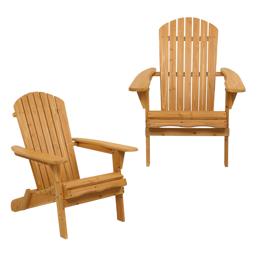 Cfowner Folding Adirondack Chair, Outdoor Wooden Accent Furniture Fire Pit Lounge Chairs for Yard, Garden, Patio w/Natural Finish - image 5 of 7
