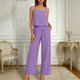 thumbnail image 5 of Mujer Pantalones Casual Dos Piezas Conjunto Cuello Redondo Blusa sin Mangas con Pantalones de Bolsillo de Ajuste Suelto, Vestuario de Verano, 5 of 9