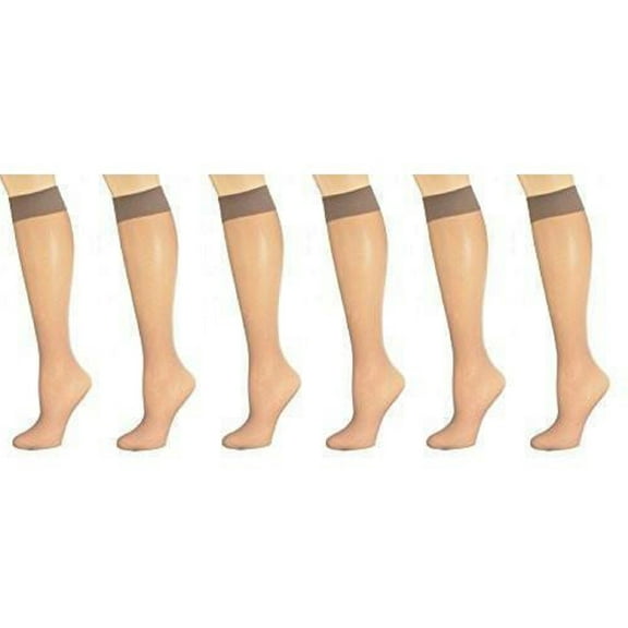 Sierra Socks Women's Knee High Nylon Socks, Soft and Comfortable Knee Hi Nylon Socks (Beige)