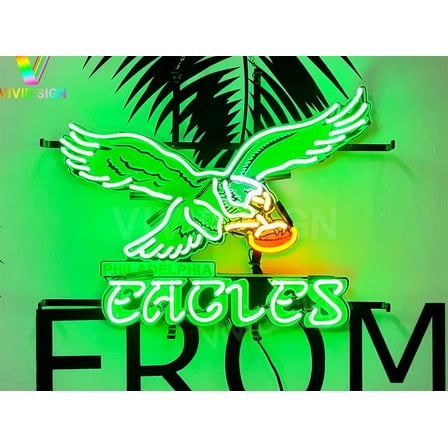 Queen Sense 20"x16" Custom For Philadelphias Sports League Eagles Neon Sign HD Vivid Man Cave Wall Decor Handmade Beer Pub Bar Printing Artwork Party Wall Gift Neon Light W120PELV3VVD