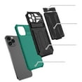 thumbnail image 2 of for iPhone 12 Pro Sliding Card Slot Back Case with Hidden Kickstand, Hybrid TPU + PC Fall Prevention Shock Absorption Anti-drop Protective Phone Case Cover for iPhone 12 Pro, Darkgreen, 2 of 8