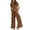 Brown, variant on Women's 2-Piece Set - Smocked Waist Peplum Top & Drawstring Wide Leg Pants Brown L