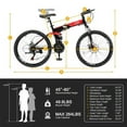 thumbnail image 2 of UBesGoo 24in Folding Mountain Bike Shimano 21-Speed, with Disc Brakes for Aldult, Men, Red&Black, 2 of 9
