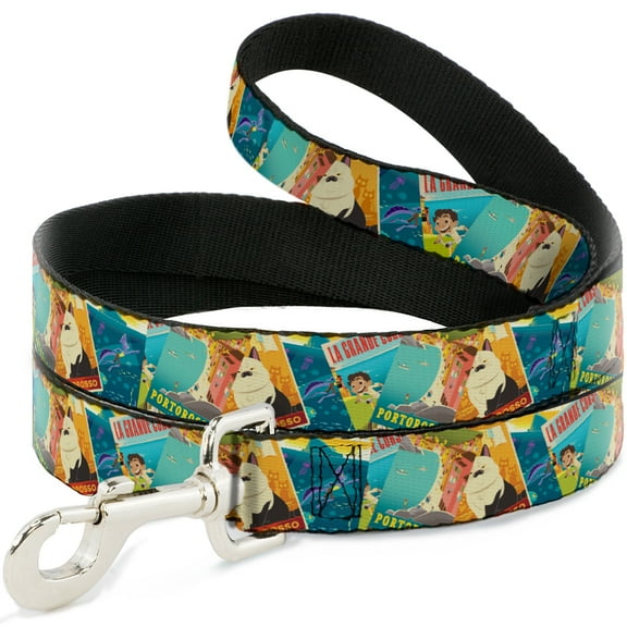 Disney Pet Leash, Dog Leash, Luca The Piazza Poster Collage Stacked, 4 Feet Long 0.5 Inch Wide