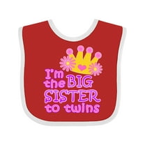 Inktastic I'm the Big Sister to Twins. Girls Baby Bib