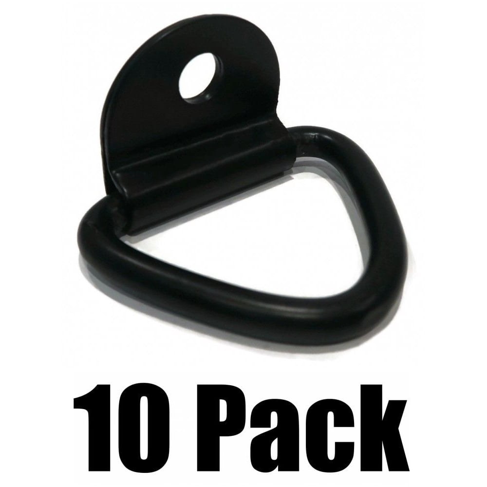 (10) 1/4" BLACK STEEL D RING BRACKET CLIP Anchor Tie Down Trailer Truck
