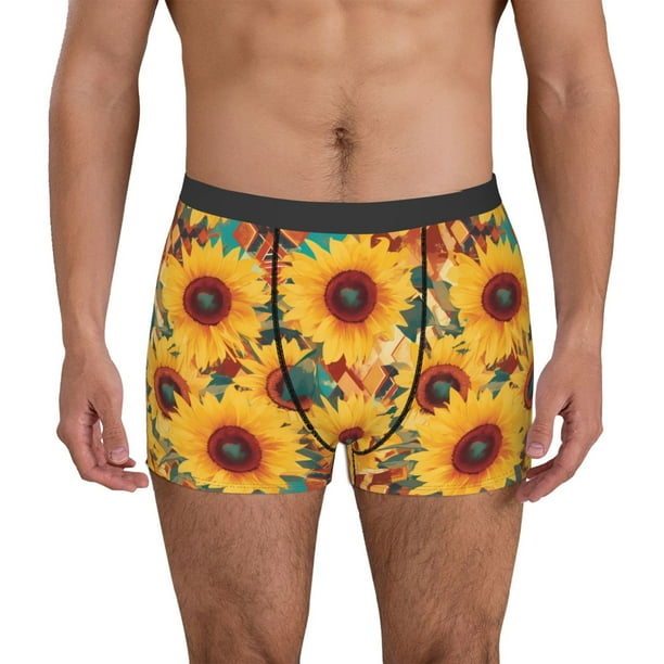 Balery Colorful Bohemian Sunflower Calzoncillos bóxer para hombre, ropa interior de algodón suave y transpirable con cinturilla de nailon-Medium