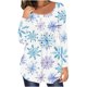thumbnail image 2 of Camiseta informal para mujer, blusa estampada de manga larga con cuello redondo y fruncido Pompotops  FGAJ9626, 2 of 6