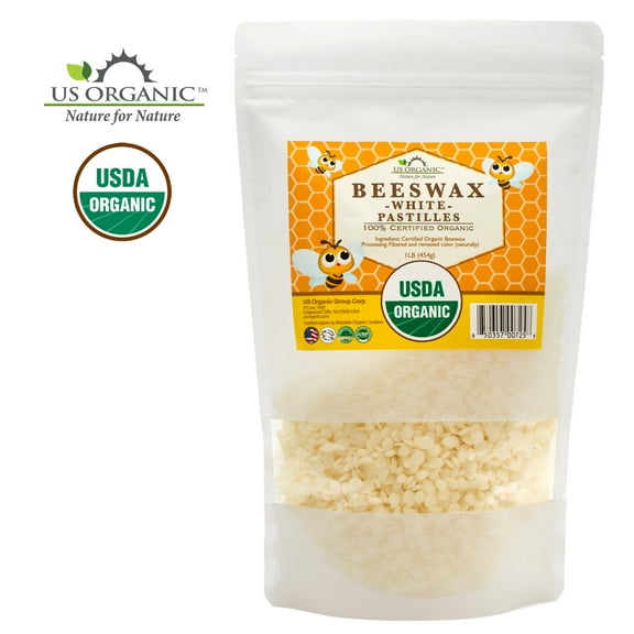 US Organic Beeswax White Pastille, 100% Pure Certified USDA Organic, 16oz