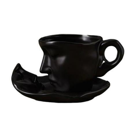 

Kiss Coffee Cup With Saucer and Spoon Romantic Design Durable Coffee Cup for Cereal Water Juice and Orange
