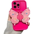 thumbnail image 6 of Designed for iIPhone Case,Cute Silicone with Kickstand Butterfly Camera Lens Protection Shockproof Cover Phone Case (iPhone 15 Pro,Pink), 6 of 6