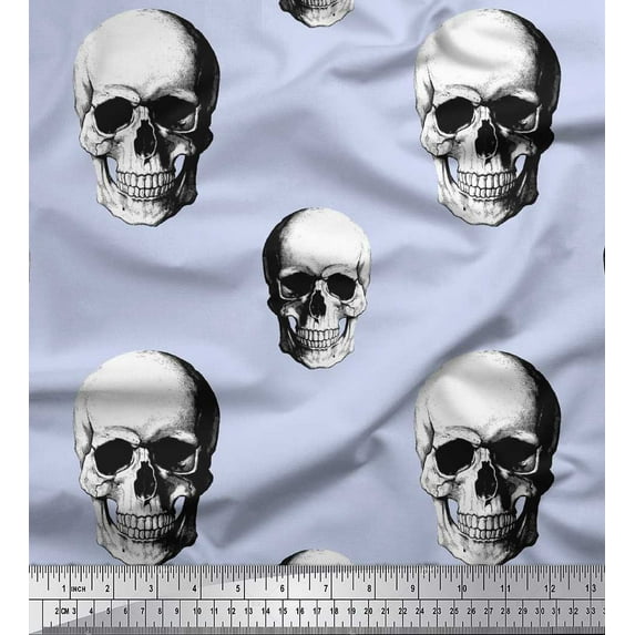 Soimoi Viscose Chiffon Fabric Horror Skull Halloween Fabric Prints by Yard 42 Inch Wide