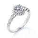 thumbnail image 3 of JeenMata Anillo de Compromiso con Halo de Diamantes Redondos Antiguos en Oro Blanco de 10 K, 3 of 6