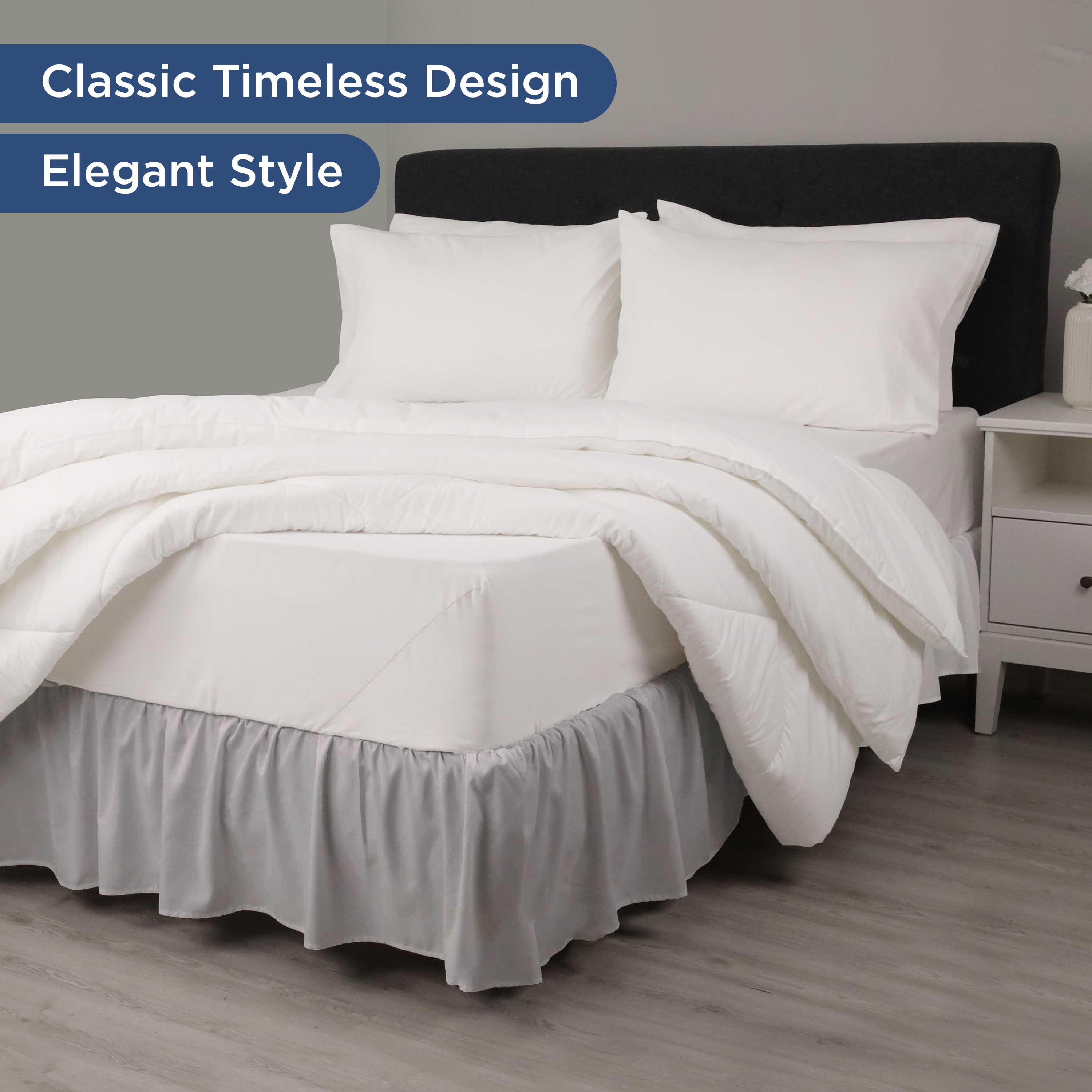 Martex Twin Bed Skirt | Ruffled 100% Microfiber Dust Ruffle | 16" Drop | Grey