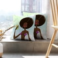 thumbnail image 6 of LALILO Throw Pillow Covers Black Girl With Cocktail Beach Afro African Cushion Cover 18" x 18", 2 Pack, 6 of 6