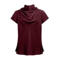 thumbnail image 4 of LIZUOJUNF Women's Silk Tops Shirts Cowl Neck Short Sleeve Dressy Business Work Office Tunic Tops, 4 of 4