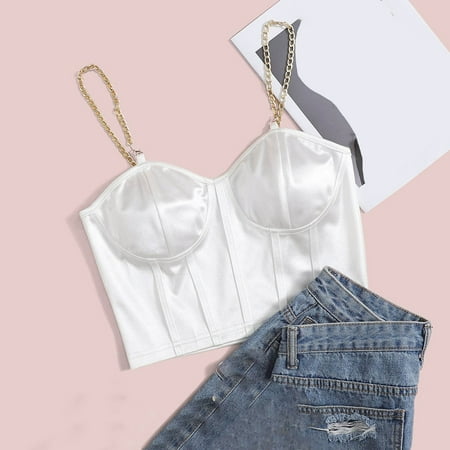 Wycnly Summer Saving Clearance Camisole for Women Workout Tops Going out Sexy Silky Satin Corset Spaghetti Strap Tops Fashion Solid Sleeveless Tee Tops Girls Sleeveless Shirt