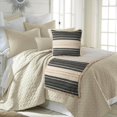 thumbnail image 6 of Beige Bed Runner without Pillow Cover, Twin Size 53"x18" Decorative Bed Runner, Beige & Black Linen Bed Scarf in Quilted, Natural Linen with Lace - Moroccan Vibe, 6 of 6