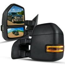 Spec-D Tuning Power Heated Tow Mirrors w/ Temperature Sensor  Smoke LED Signal Compatible with 2017-2019 Ford F250 F350 F450 Super Duty Left   Right Pair