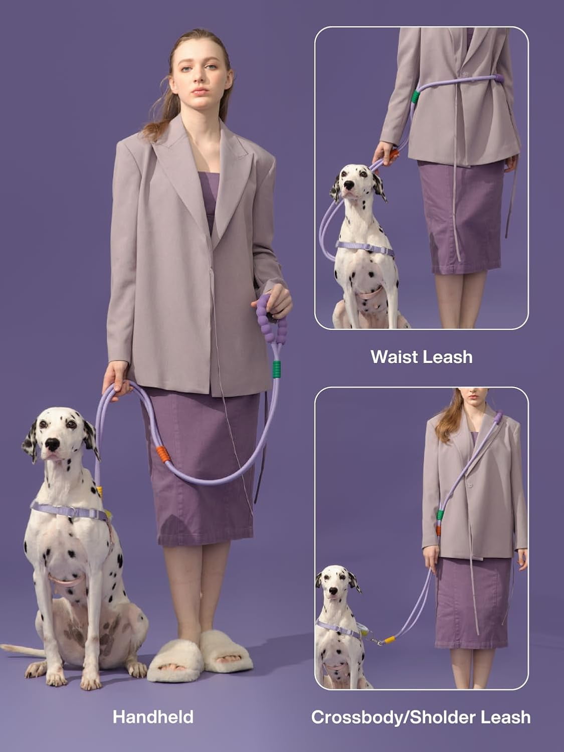 5-in-1 Adjustable Hands-Free Waist Leash for Dogs with Cake-Shaped Poop Bag Dispenser and Leak-Proof Bags for Easy Walks, Hiking, and Cleanup