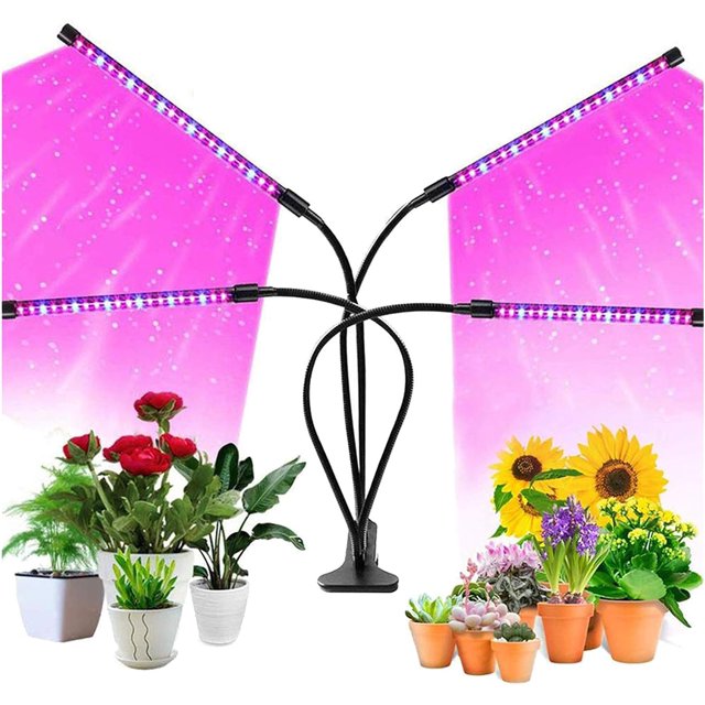 10 Niveaux de Lumières de Croissance Dimmables pour Plantes d'Intérieur, Lumières de Croissance LED Spectre Complet avec Support, Hauteur Réglable (avec Fonction de Minuterie 3 Modes)